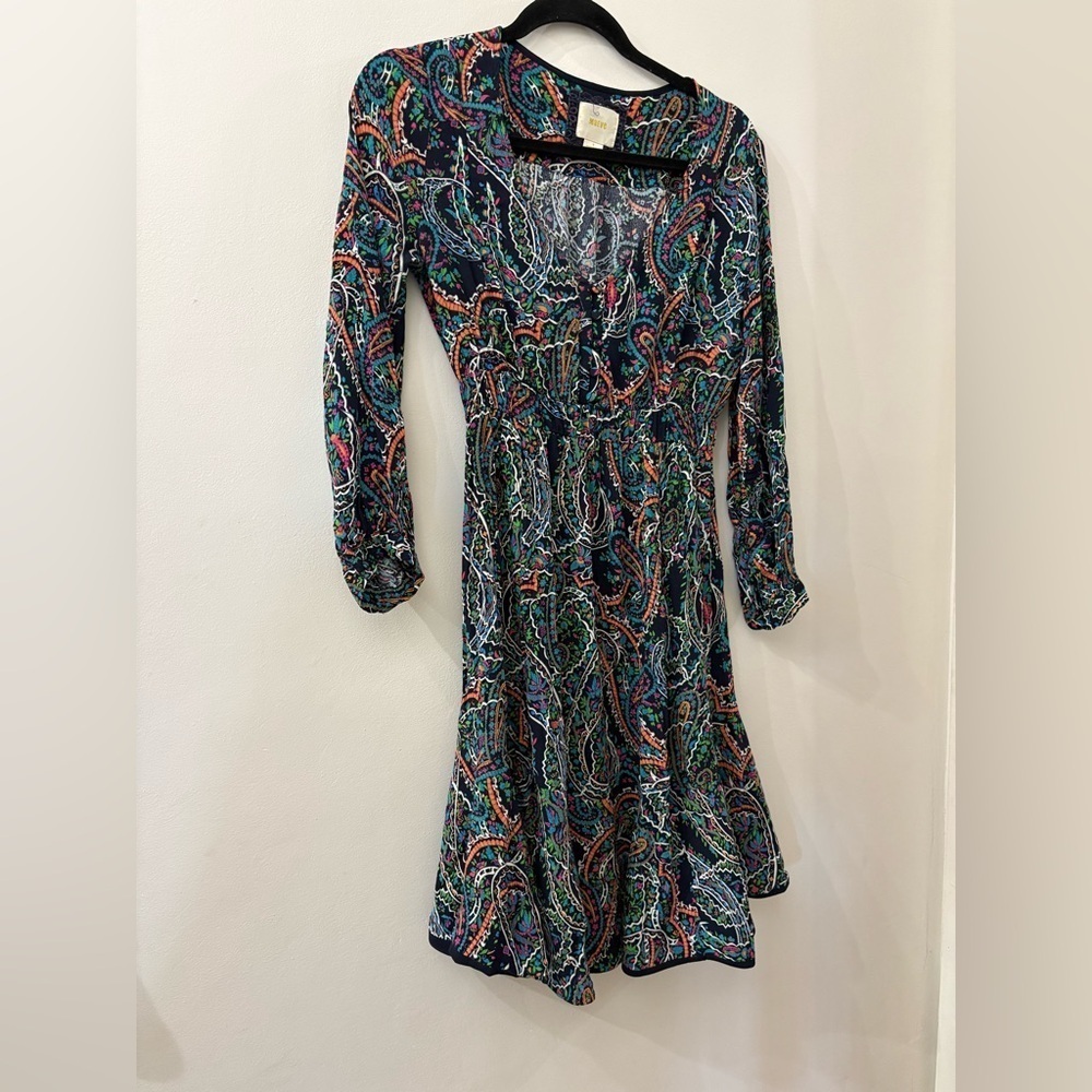 Maeve Anthropologie women’s dress -Colorful Paisley 3/4 Sleeve Dress- small